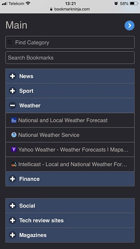The Dashboard page in mobile browser in dark mode.